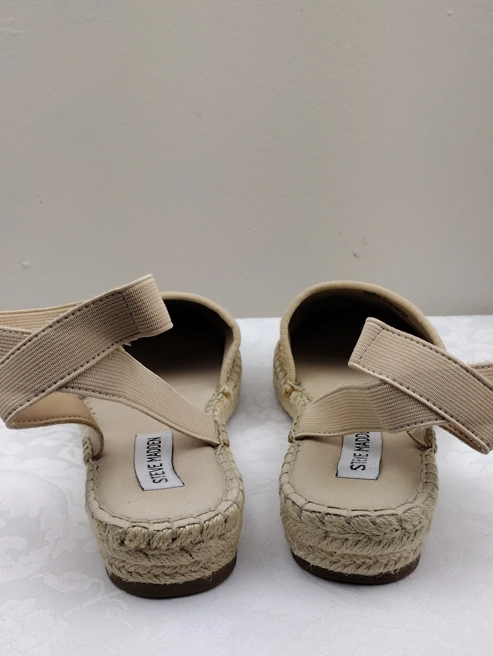 Steve Madden Marlene Wheat Woven Round Toe Elastic Ankle Strap Espadrille Sandal